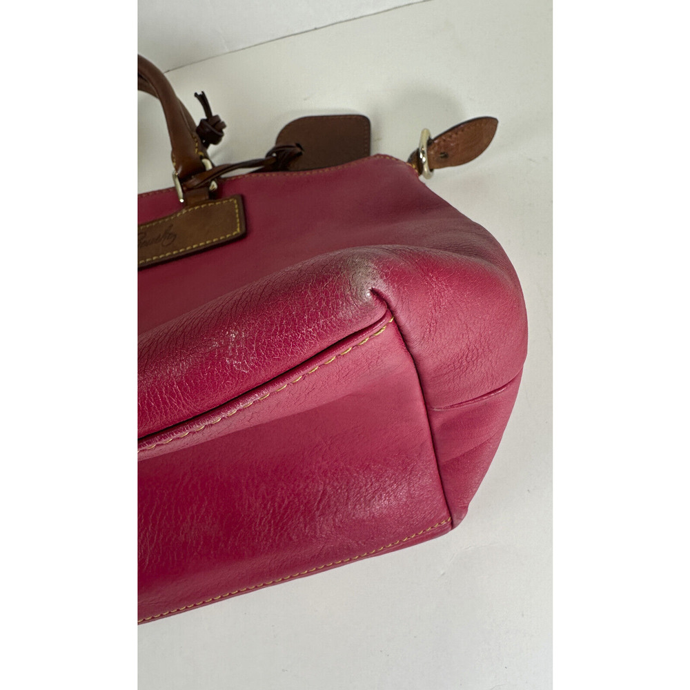 Dooney & Bourke Genuine Florentine Vacchetta Leather Domed Satchel Handbag Purse - Picture 7 of 16